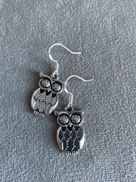 Boucles d’oreilles breloque hibou alliage de métaux argent Comme un ange