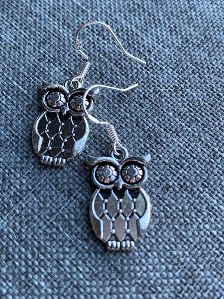 Boucles d’oreilles breloque hibou alliage de métaux argent Comme un ange