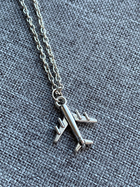 Collier  stainless avion ton argent Comme un ange