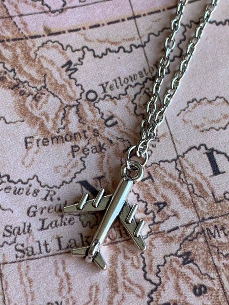 Collier  stainless avion ton argent Comme un ange