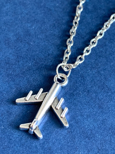 Collier  stainless avion ton argent Comme un ange