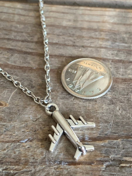 Collier  stainless avion ton argent Comme un ange