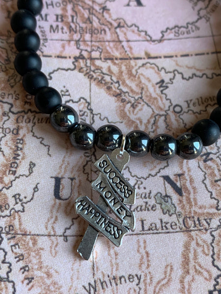 Bracelet silicone noir stainless et ton or Comme un ange