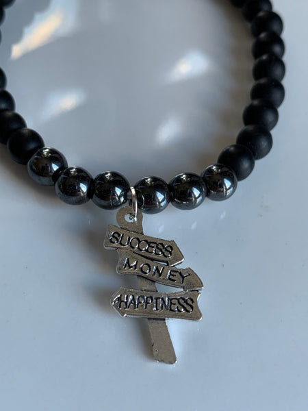 Bracelet silicone noir stainless et ton or Comme un ange