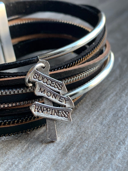 Bracelet cuir hapiness Comme un ange