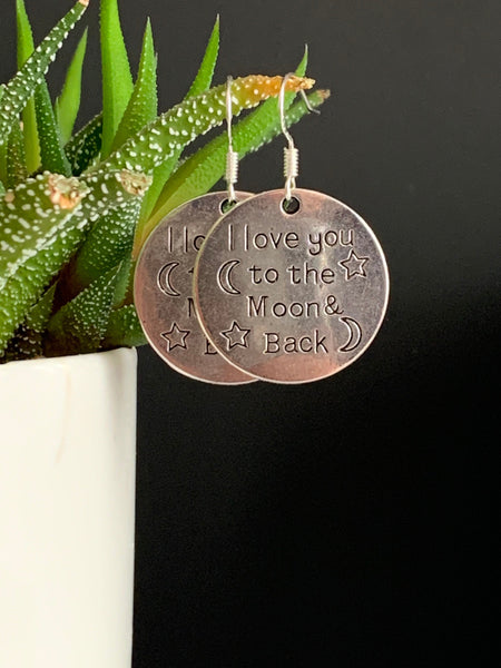 Boucles d’oreilles couleur argent love you to the moon silver earrings Comme un ange