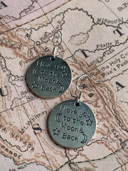 Boucles d’oreilles couleur argent love you to the moon silver earrings Comme un ange