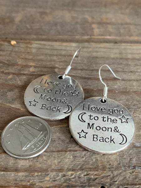 Boucles d’oreilles couleur argent love you to the moon silver earrings Comme un ange