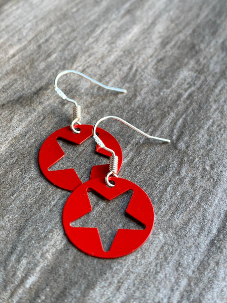 Boucles d’oreilles breloque étoile rouge crochet alliage de métaux argent Comme un ange
