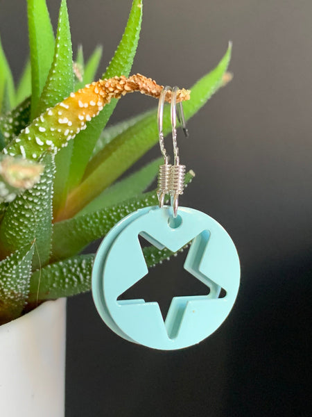 Boucles d’oreilles breloque étoile bleu crochet alliage de métaux argent Comme un ange