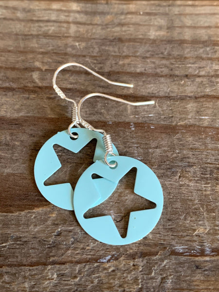 Boucles d’oreilles breloque étoile bleu crochet alliage de métaux argent Comme un ange