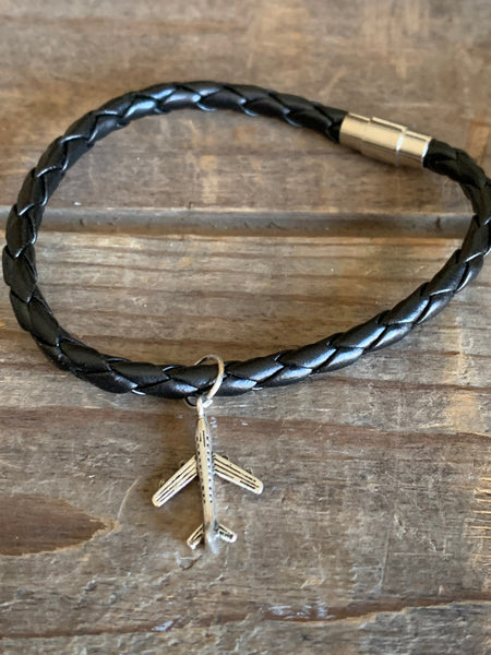 Bracelet cuir noir destination voyage Comme un ange