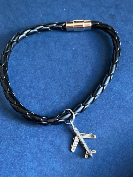 Bracelet cuir noir destination voyage Comme un ange