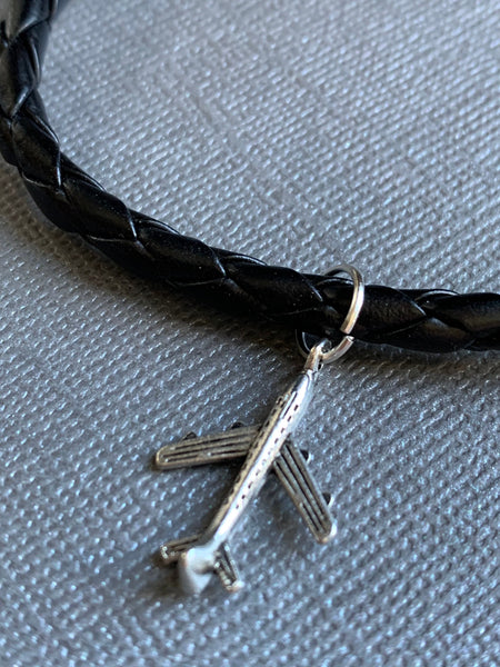 Bracelet cuir noir destination voyage Comme un ange