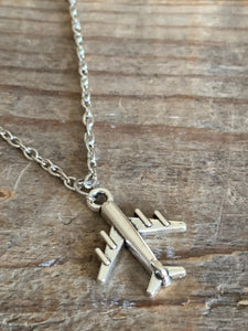 Collier  stainless avion ton argent Comme un ange
