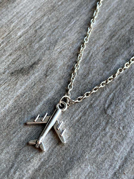 Collier  stainless avion ton argent Comme un ange