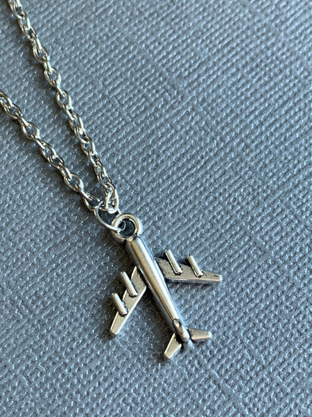 Collier  stainless avion ton argent Comme un ange