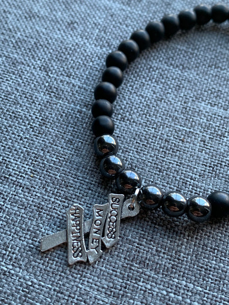 Bracelet silicone noir stainless et ton or Comme un ange
