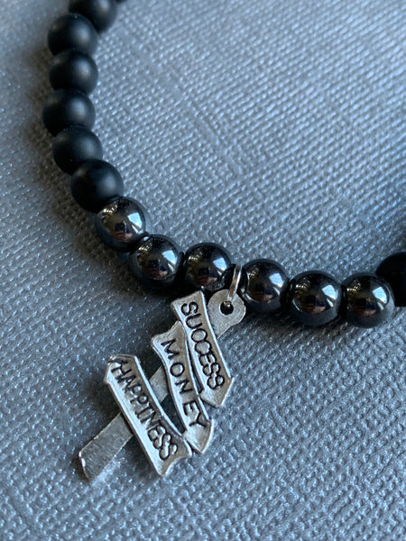 Bracelet silicone noir stainless et ton or Comme un ange