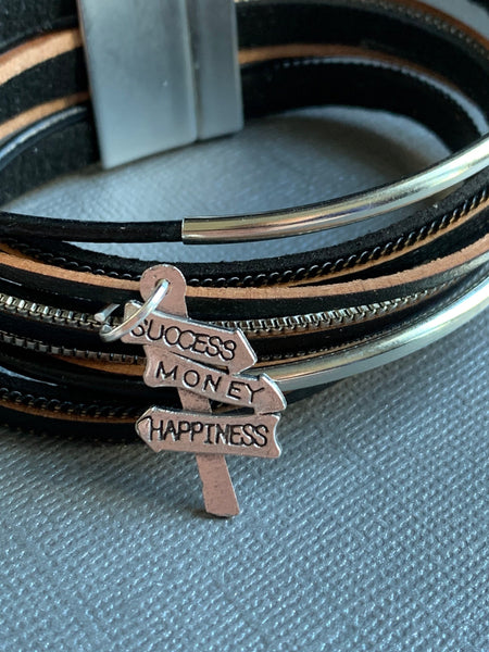 Bracelet cuir hapiness Comme un ange