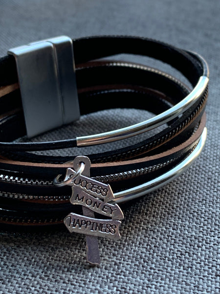 Bracelet cuir hapiness Comme un ange
