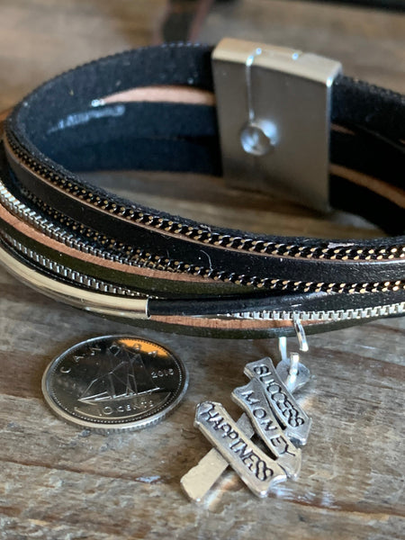 Bracelet cuir hapiness Comme un ange