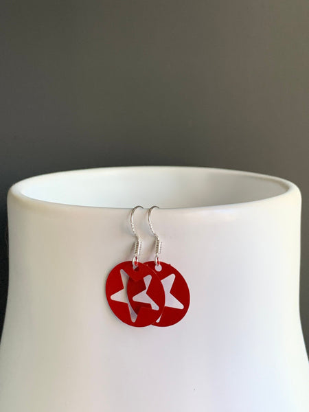 Boucles d’oreilles breloque étoile rouge crochet alliage de métaux argent Comme un ange