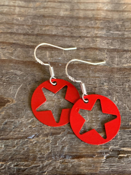 Boucles d’oreilles breloque étoile rouge crochet alliage de métaux argent Comme un ange