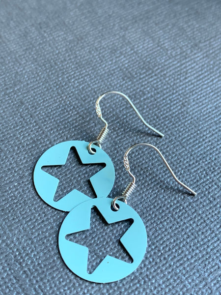 Boucles d’oreilles breloque étoile bleu crochet alliage de métaux argent Comme un ange
