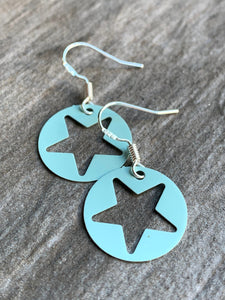 Boucles d’oreilles breloque étoile bleu crochet alliage de métaux argent Comme un ange