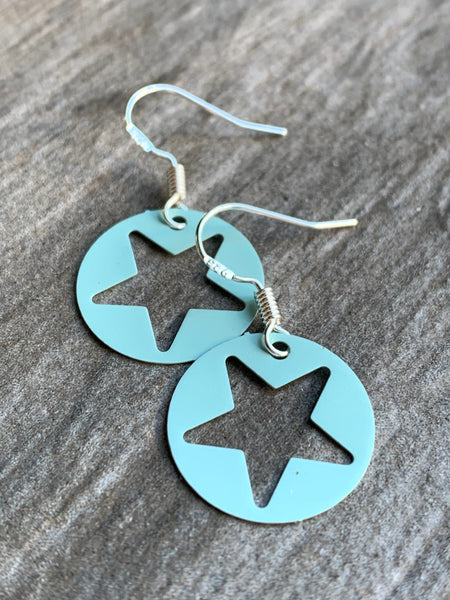 Boucles d’oreilles breloque étoile bleu crochet alliage de métaux argent Comme un ange