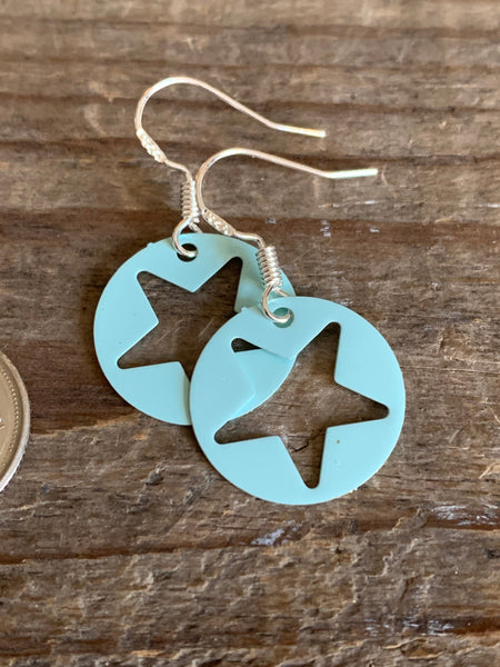 Boucles d’oreilles breloque étoile bleu crochet alliage de métaux argent Comme un ange
