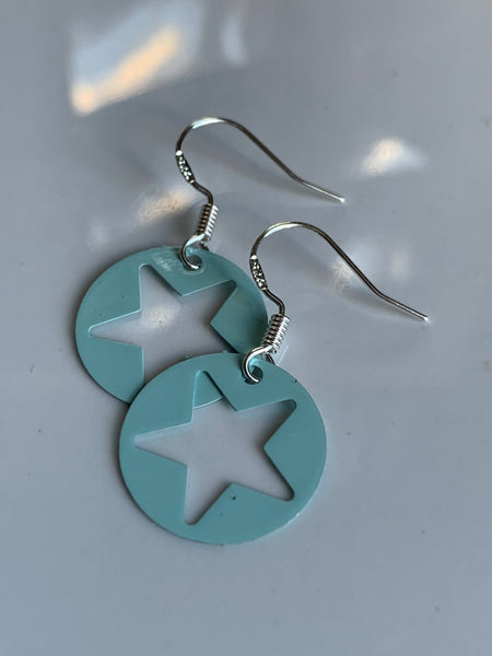 Boucles d’oreilles breloque étoile bleu crochet alliage de métaux argent Comme un ange