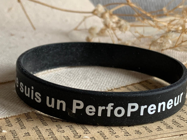 Bracelet PerfoPreneur noir silicone Comme un ange