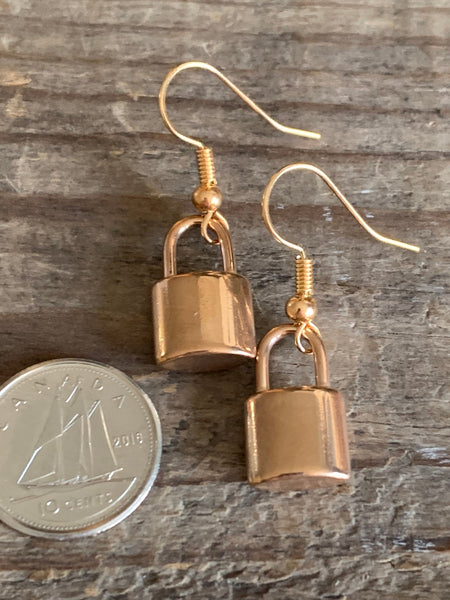 Boucles d’oreilles breloque cadenas alliage de métaux or Comme un ange