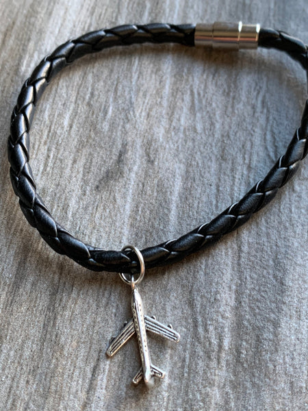 Bracelet cuir noir destination voyage Comme un ange