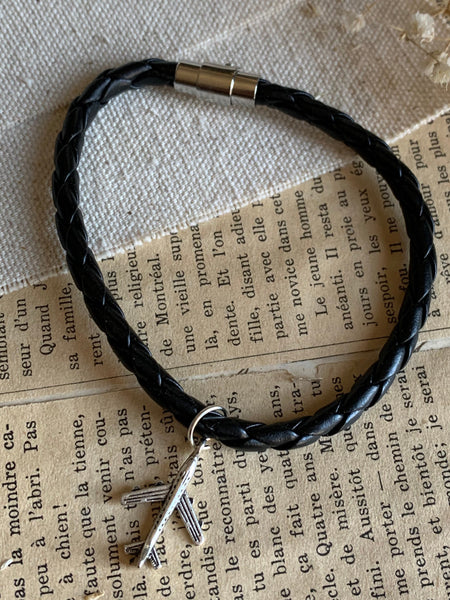Bracelet cuir noir destination voyage Comme un ange