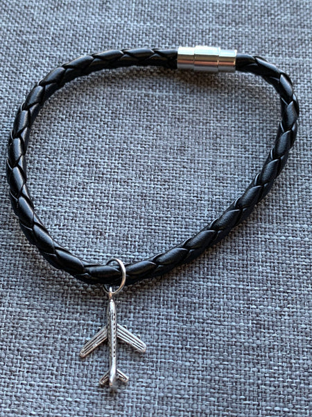 Bracelet cuir noir destination voyage Comme un ange