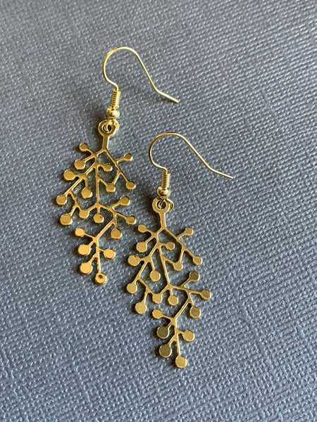 Boucles d’oreilles breloque branche en alliage de métaux or Comme un ange