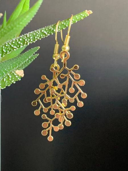 Boucles d’oreilles breloque branche en alliage de métaux or Comme un ange