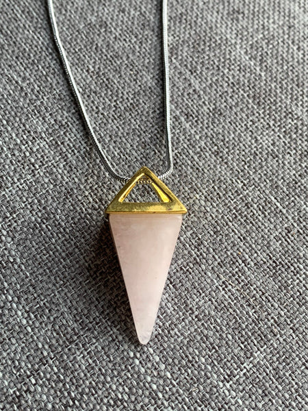 Collier pendule quartz rose Comme un ange