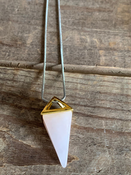 Collier pendule quartz rose Comme un ange