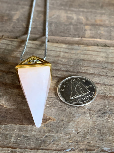 Collier pendule quartz rose Comme un ange