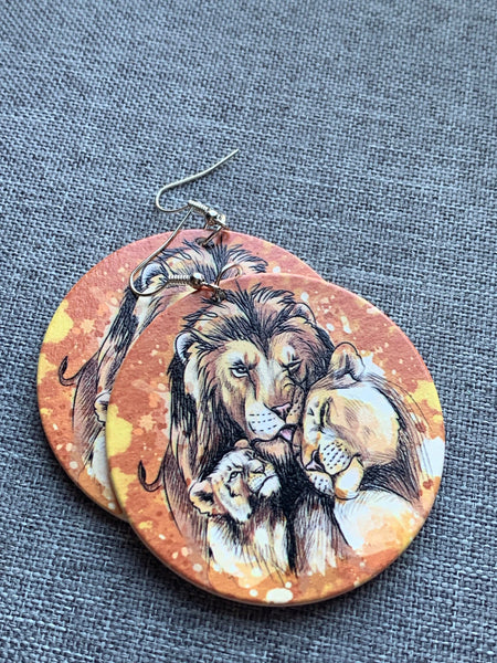 Boucles oreilles famille lion Comme un ange