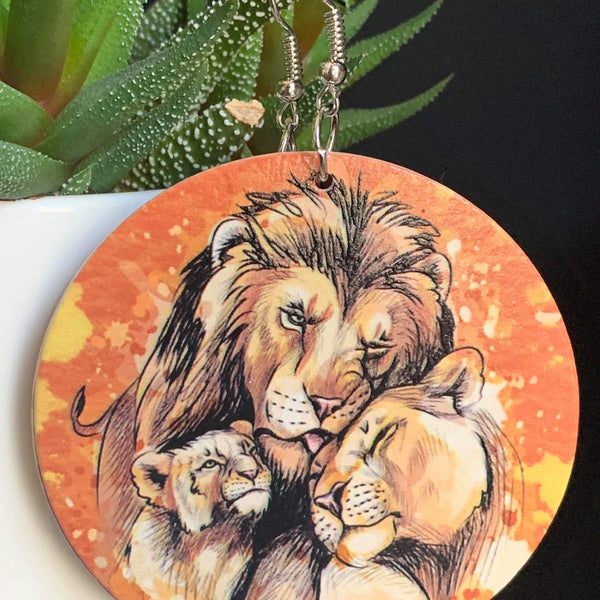 Boucles oreilles famille lion Comme un ange