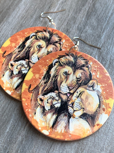 Boucles oreilles famille lion Comme un ange
