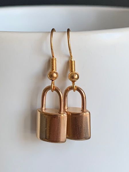 Boucles d’oreilles breloque cadenas alliage de métaux or Comme un ange