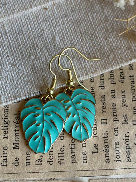 Boucles d’oreilles feuilles de palmier Comme un ange
