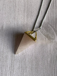 Collier pendule quartz rose Comme un ange
