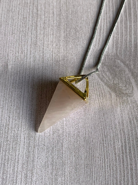 Collier pendule quartz rose Comme un ange